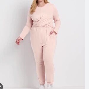 Lane Bryant Crossover Front Hacci Jumpsuit Blush
